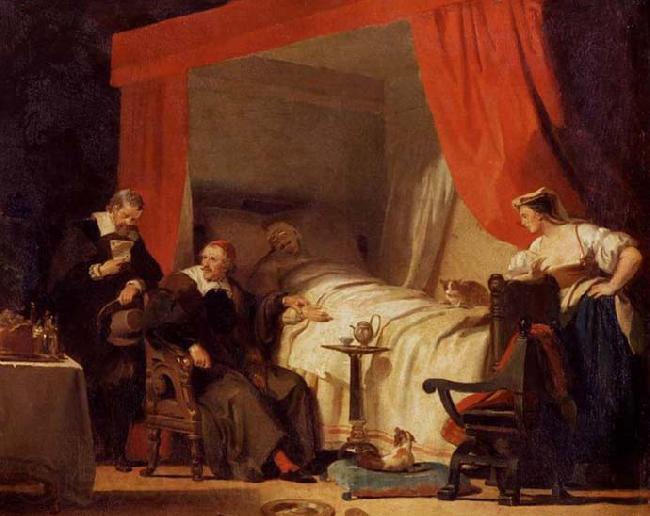 Alexandre-Evariste Fragonard Cardinal Mazarin at the Deathbed of Eustache Le Sueur